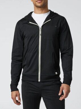 Vuori Coronado Hoodie DreamKnit Soft Full Zip Stretch Black Men's Large